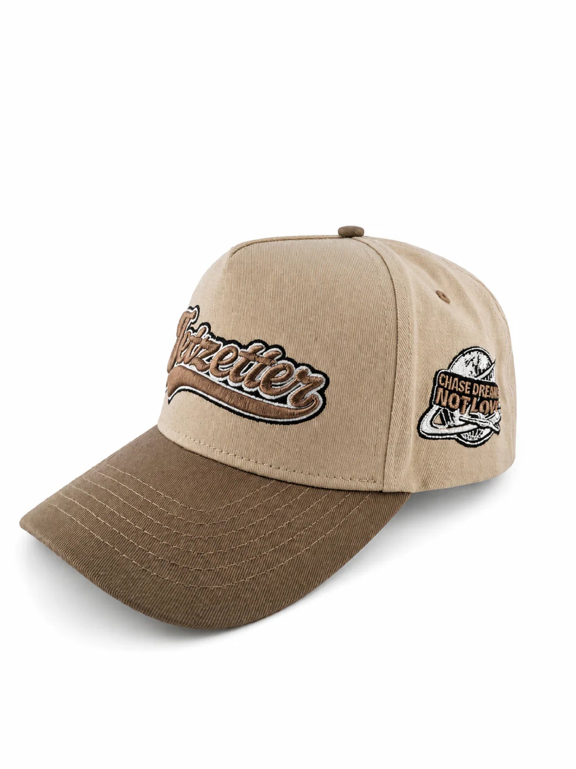 "Chase Dreams Not Love" Material Cap Brown/Tan