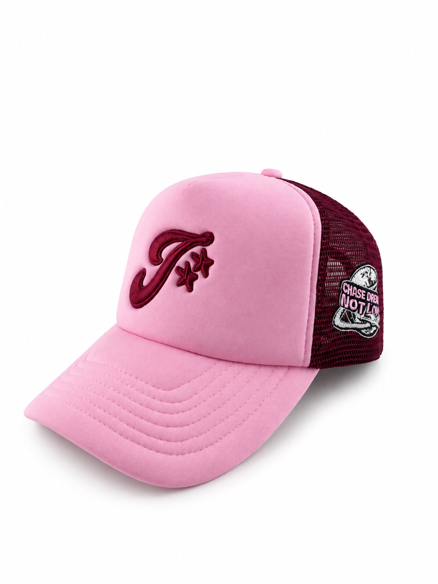 "Chase Dreams Not Love" Trucker Cap Pink/Wine